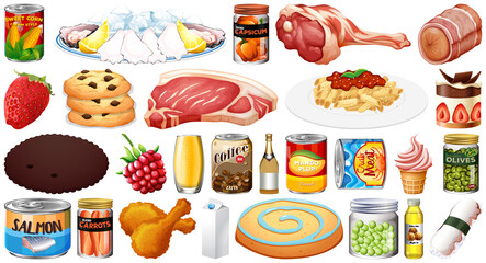 Set of different foods