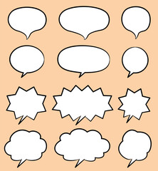 ふきだし　横書き　大中小　サイズ色々　イラスト素材セット