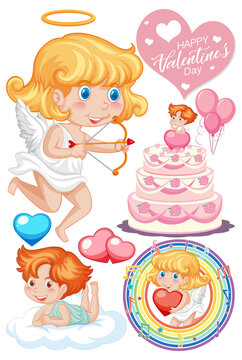Valentine theme with cupid and cake