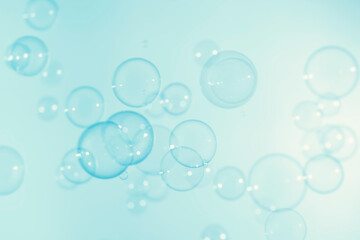 Transparent Blue Soap Bubbles Background. Soap Sud Bubbles Water	