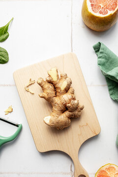 ingredients for a grapefruit ginger smoothie