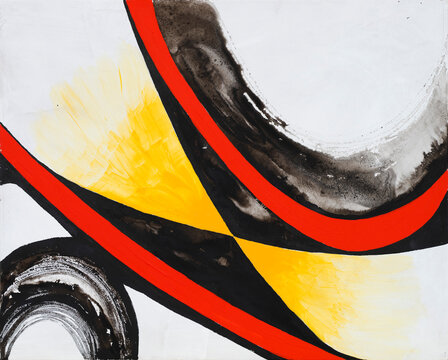 An abstract painting in a retro, modernist style, hard edged.