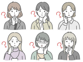 疑問に思う女性の上半身セット（仕事向きの服装）