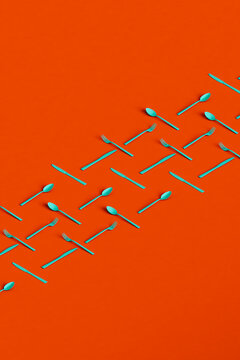 rows of different type of Cutlery. 3d render.