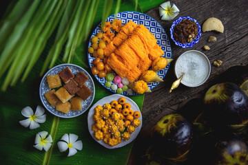 Thai desserts,Local sweet food of Phetchaburi Province, Thailand