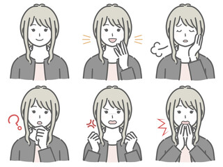 若い女性の表情セット