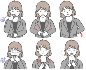 体調の悪いスーツの若い女性