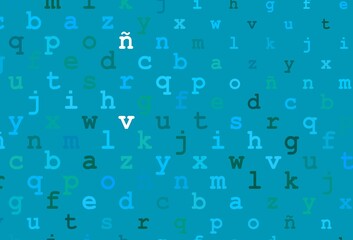 Light blue, green vector texture with ABC characters.