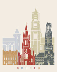 Fototapeta premium Bruges skyline poster