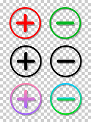Plus, minus, add subtract flat vector color icon for apps and websites.