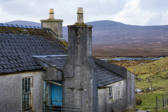 A remote abandoned farm house