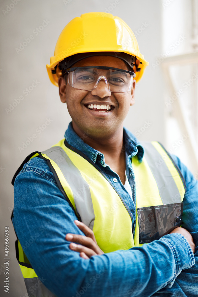 Poster you can expect greatness whenever he works on a project. shot of a engineer wearing protective gear 