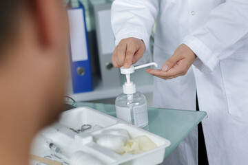 doctor using a hand gel