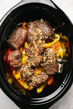 Preparing Ropa Vieja Recipe in a crockpot