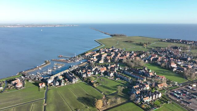 Typical dutch touristic attraction old historic picturesque fishing village on the penisula of Marken, The Netherlands. Europe near Amsterdam and Volendam in Waterland. Holland.