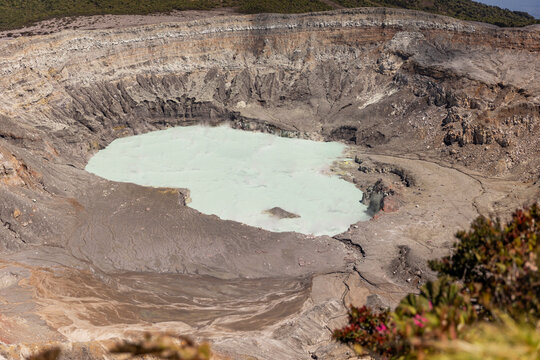 Steam Crater of Poas Volcano near San Jose, Costa Rica Central America