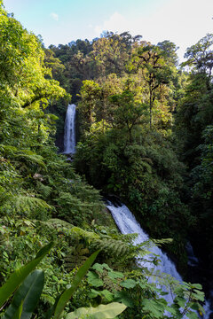 Beautiful Waterfall Landscape in Costa Rica in lush Rainforest 