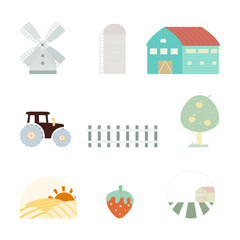 farm flat vector illustration set