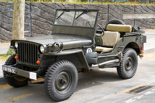 jeep willys 4x4 car from second world war two in restored in street