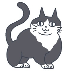 白色と黒色の猫のイラスト