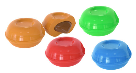 Hard candy with filling, on a white background. 3d illustration