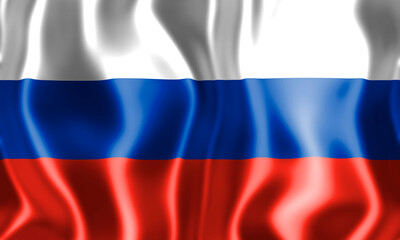 Fototapeta premium Illustration of the Flag of Russia waving. White, Blue, Red