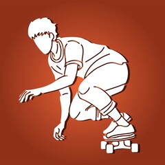 A Man Playing Skateboard Extreme Sport Skateboarder Action Cartoon Graphic Vector
