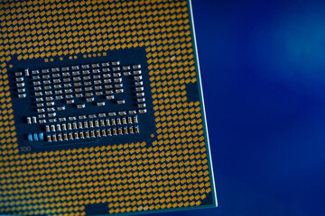 Macro shot of semiconductor processor chip

