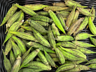 okra gombo vrac fruit healthy meal food diet snack on the table copy space food background rustic top view keto or paleo diet veggie vegan or vegetarian food