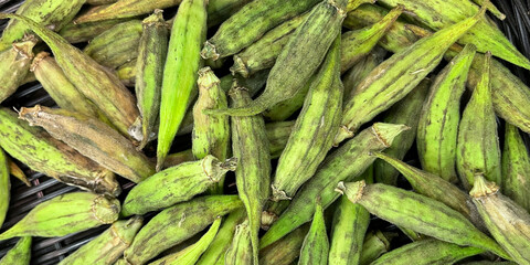 okra gombo vrac fruit healthy meal food diet snack on the table copy space food background rustic top view keto or paleo diet veggie vegan or vegetarian food