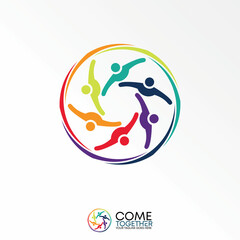Body or human with hands in cutting circle around image graphic icon logo design abstract concept vector stock. Can be used as a symbol related to team or cummunity