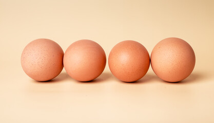 Easter concept. Brown-shelled farm eggs row. Organic natural eco food. High quality photo
