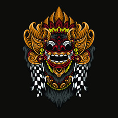 t shirt design hand drawn rangda barong bali line art