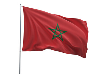 Morocco Waving Flag, 3d Flag illustration, Morocco National Flag with white isolated background