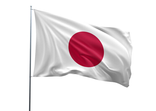 Japan Waving Flag, 3d Flag illustration, Japan National Flag with white isolated background