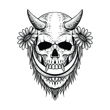 tattoo design skull with flower