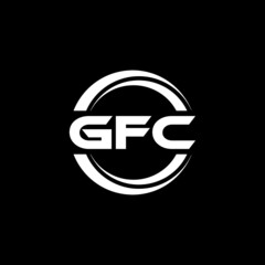 GFC letter logo design with black background in illustrator, vector logo modern alphabet font overlap style. calligraphy designs for logo, Poster, Invitation, etc.