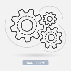 Group of gears isolated on white background.  Cog icon design. Vector illustration