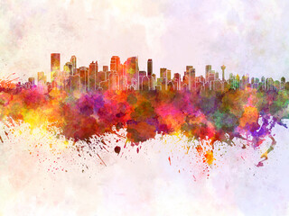Fototapeta premium Calgary skyline in watercolor background