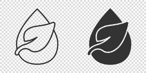 Natural drop water icon in flat style. Liquid vector illustration on white isolated background. Droplet business concept.