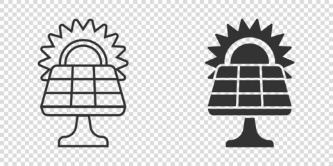Solar panel icon in flat style. Ecology energy vector illustration on white isolated background. Electrician sign business concept.