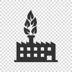Factory ecology icon in flat style. Eco plant vector illustration on white isolated background. Nature industry business concept.