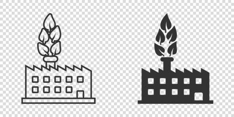 Factory ecology icon in flat style. Eco plant vector illustration on white isolated background. Nature industry business concept.