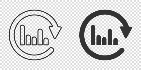 Graph arrow icon in flat style. Financial analytics vector illustration on white isolated background. Forecast sign business concept.