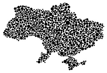 Abstract Ukraine map. Black balls shape, Vector