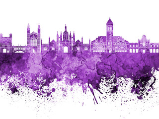 Cambridge skyline in watercolor background