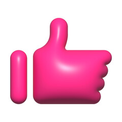 3D like icon pink, hand thumb up for button