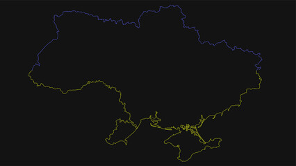 Blue yellow simple outline Ukraine map