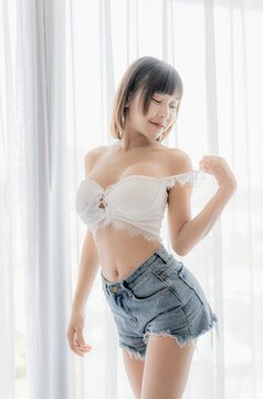 Beautiful portrait young asian woman sexy,posing looking sexy and attractive