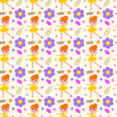 Obraz na płótnie Canvas princess in yellow dress is dancing a ballet, a fictional character, vector. Pattern